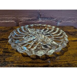 Indiana Glass Lotus Clear Pressed Glass 3 Part Divided Relish Dish 7 Inch Round